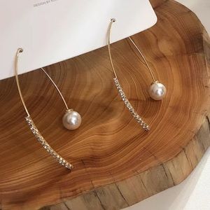 JustIn🎉Simple Simulated Pearl Rhinestone Earrings